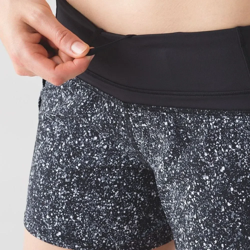 Lululemon Run Times Short in Mini Splatter White Black Size 6